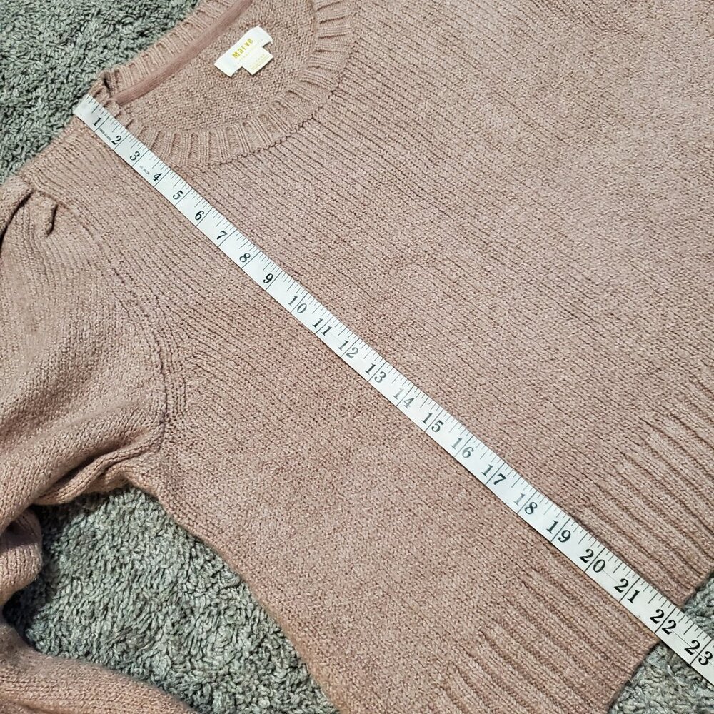 MEAVE for Anthropologie Crewneck Puff Sleeve Worn Crop Sweater - XL - Picture 7 of 9